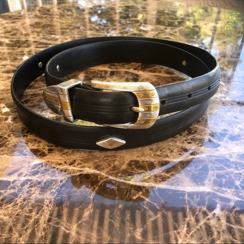 Bill Adler Studio Men’s Black Leather Belt 2 Tone